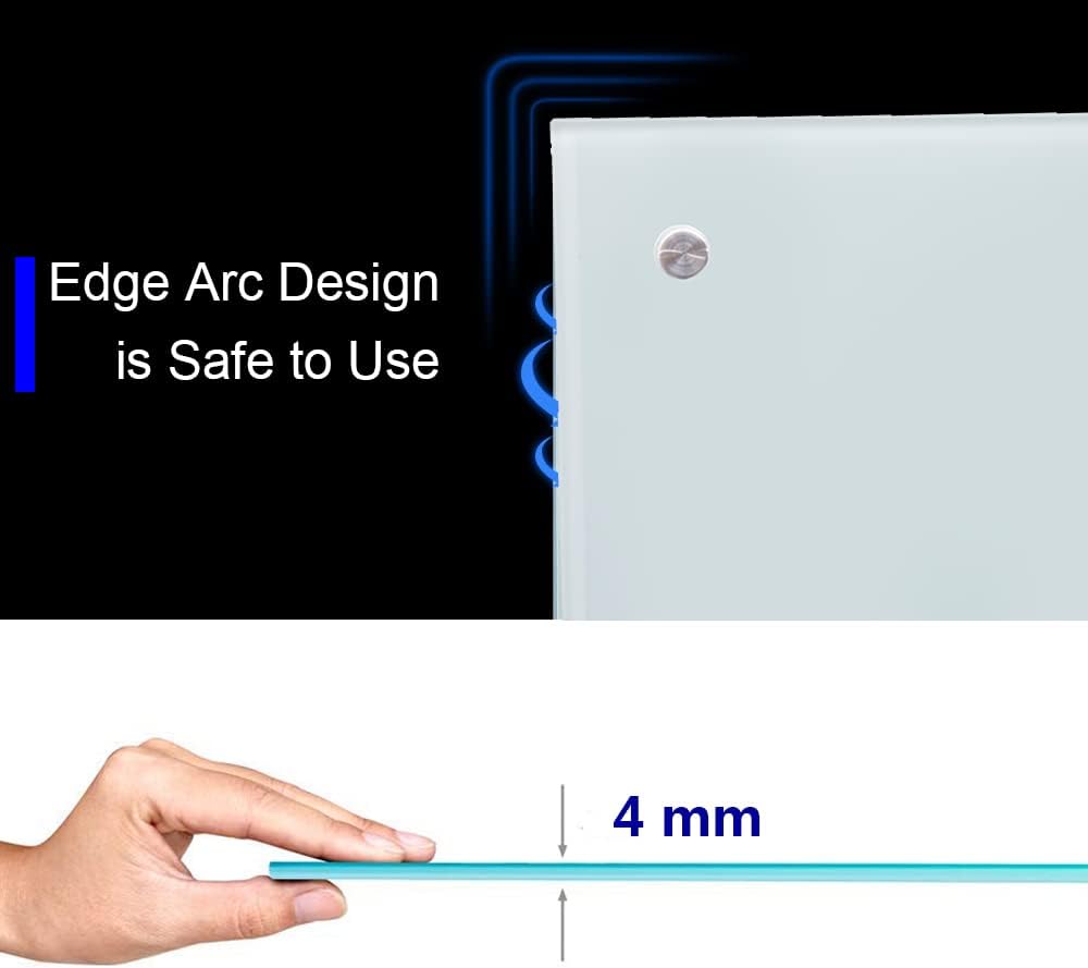 Dex Board 72" x 48" Large Glass Whiteboard 6' x 4' Frameless Tempered Glass Dry Erase Board with Marker Tray for Interactive Office, Wall Mounted Frosted Glass Whiteboard