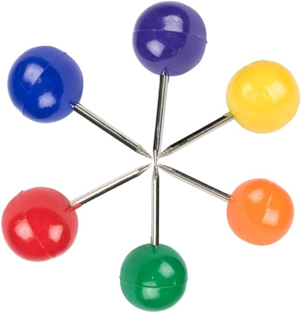 JAM PAPER Colorful Push Pins - Round Head Map Thumb Tacks - Assorted Rainbow Colors - 600/Pack