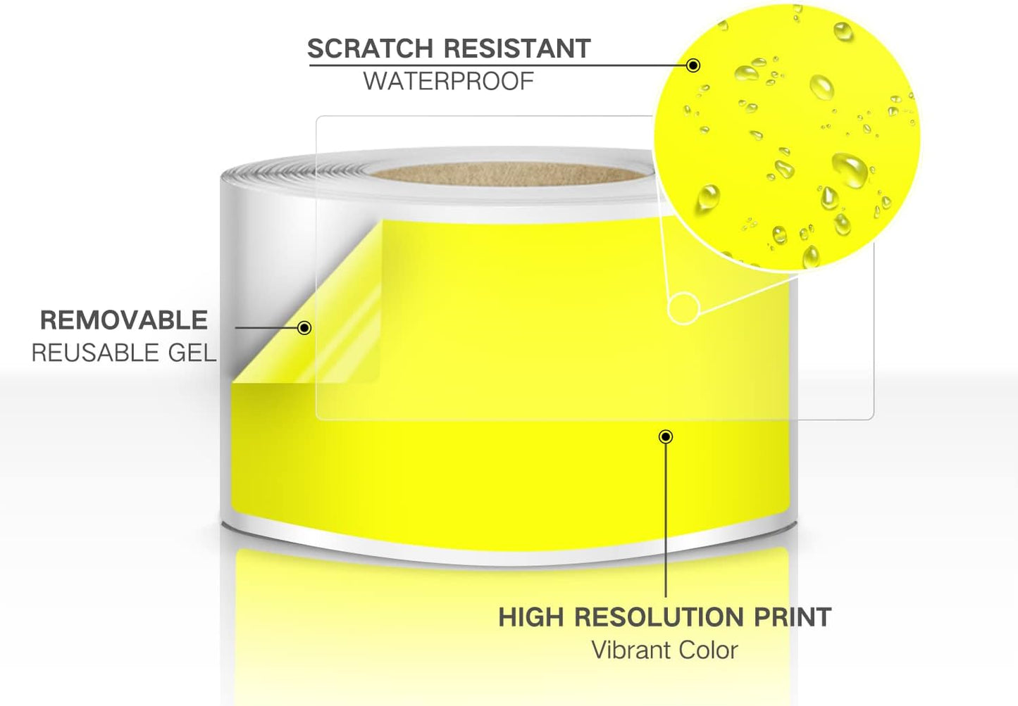 Rectangle Labels Sticker 3×5 Inch Vinyl Floor Stickers Color Coding Name Tags Roll Removable 200 PCS, Yellow