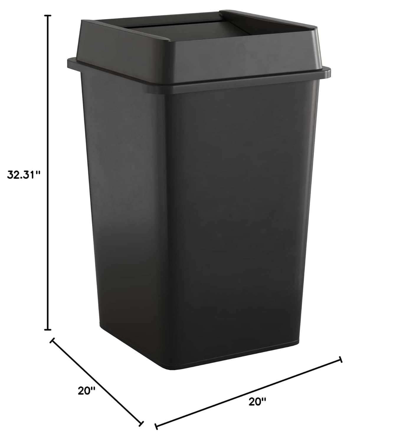 35 Gallon Black Square Commercial Trash Can with Lid