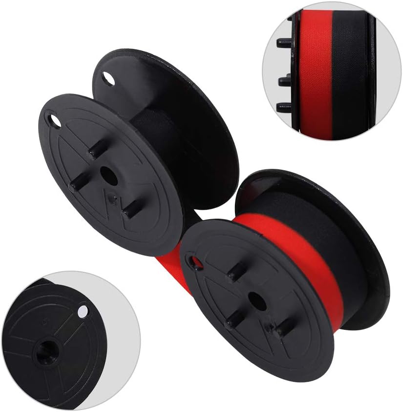 Bigger Replacement for Porelon 11216 Universal Twin Spool Calculator Ribbon for Nukote BR80c, Sharp EL-1197PIII, Dataproducts R3027, Casio DR-210R, Canon MP11DX MP25DV, Black and Red, 3 Pack