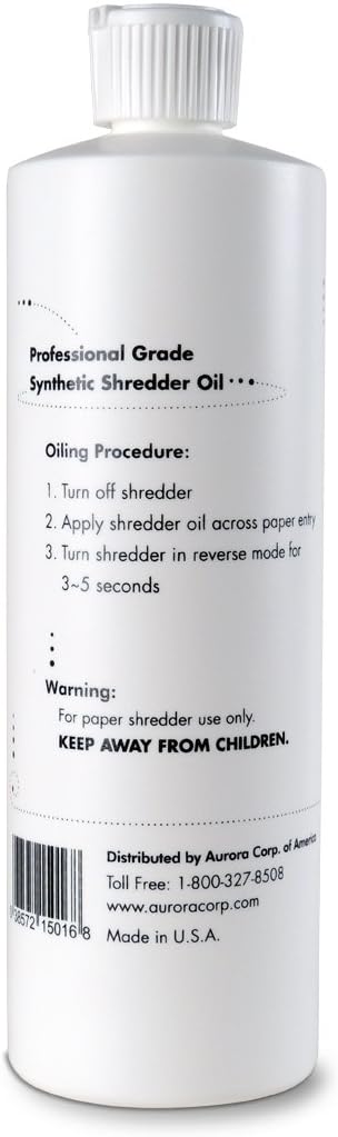 Aurora AU120MB 120-Sheet Auto Feed High Security Micro-Cut Paper Shredder / 30 Minutes (White/Black) and Aurora SL16 Professional Grade Synthetic Shredder Oil, 16 Oz Flip-Top Leak Proof Bottle