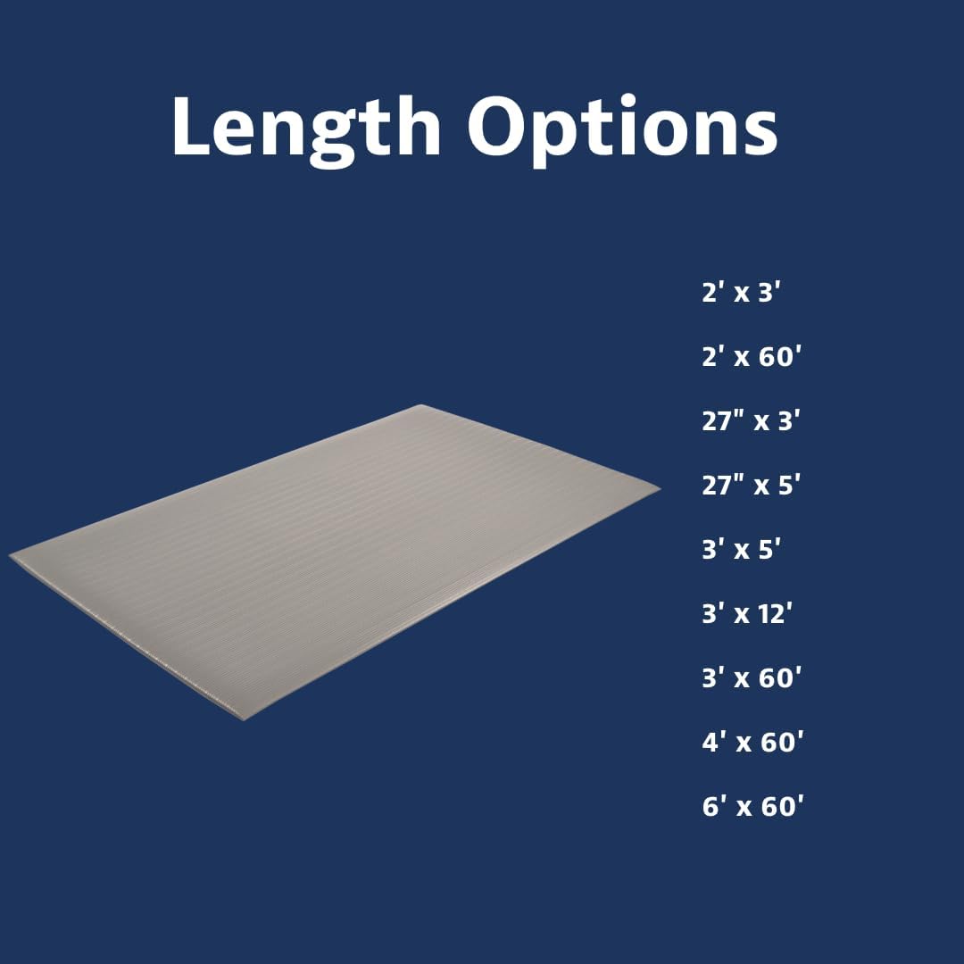 Notrax 410 Airug® 3' x 5' x 5/8" Anti Fatigue Mat, Enhanced Slip Resistance with Beveled Edges and Ribbed Surface, Ideal for Industrial and Commercial Workplaces, Gray, 410S0535GY