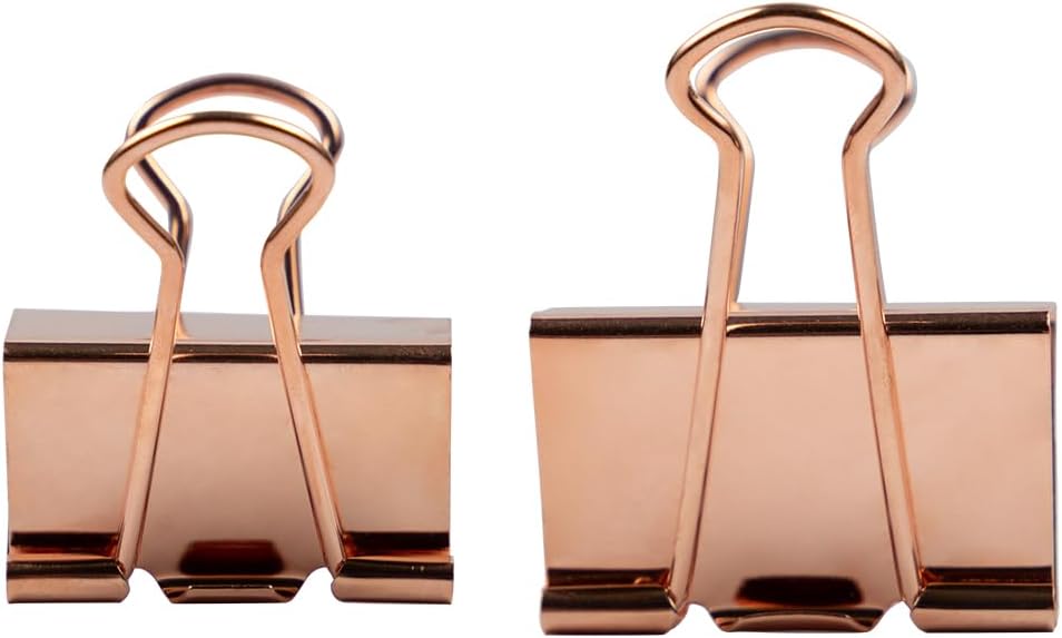 JAM PAPER Colorful Binder Clips Assortment - Medium & Large Size - Rose Gold Binderclips - 27 Clips/Pack