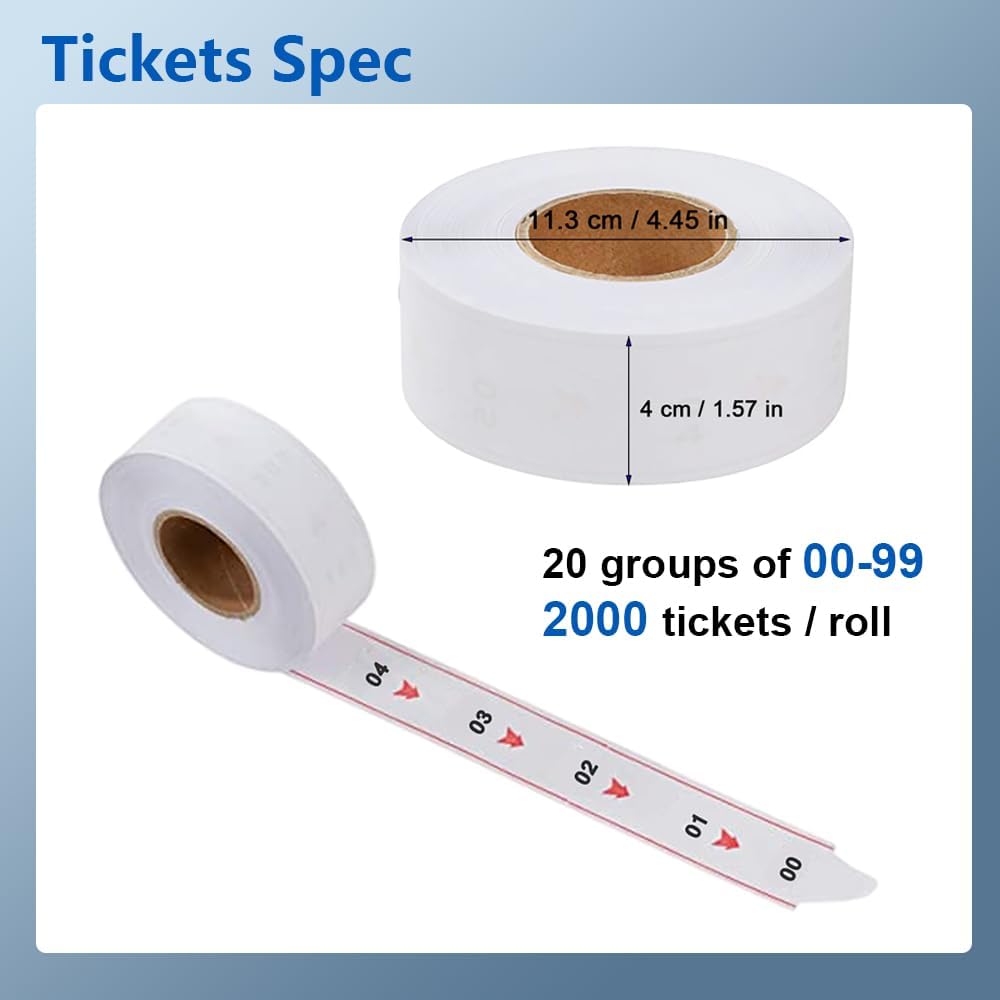 Take a Number System Ticket Machine Ticket Dispenser with Stand and 1 Roll of 2000 Tickets 2-Digits Take a Number Tickets for Queue Call System