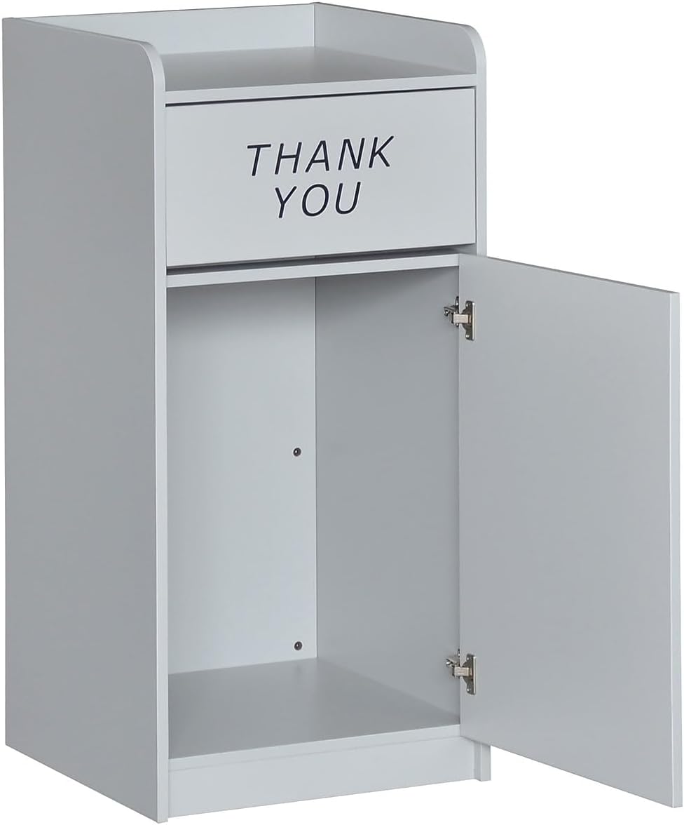 Flash Furniture Wood Tray Top Receptacle, Set of 1, Gray