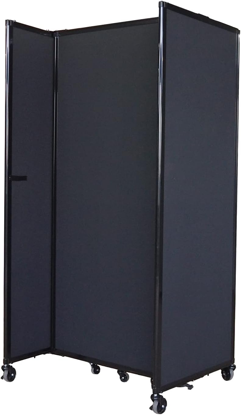 Versare Room Divider 360 Portable Wall Partition | Folding Panels | Large Freestanding Divider | Locking Wheels | Temporary Room Separator