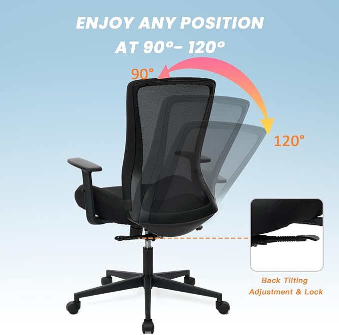 Heavy Duty Big and Tall Office Chair 400lb for Heavy People, Ergonomic Wide Desk Chair Black Mesh Office Chair with Lumbar Support, Adjustable Height and Armrests