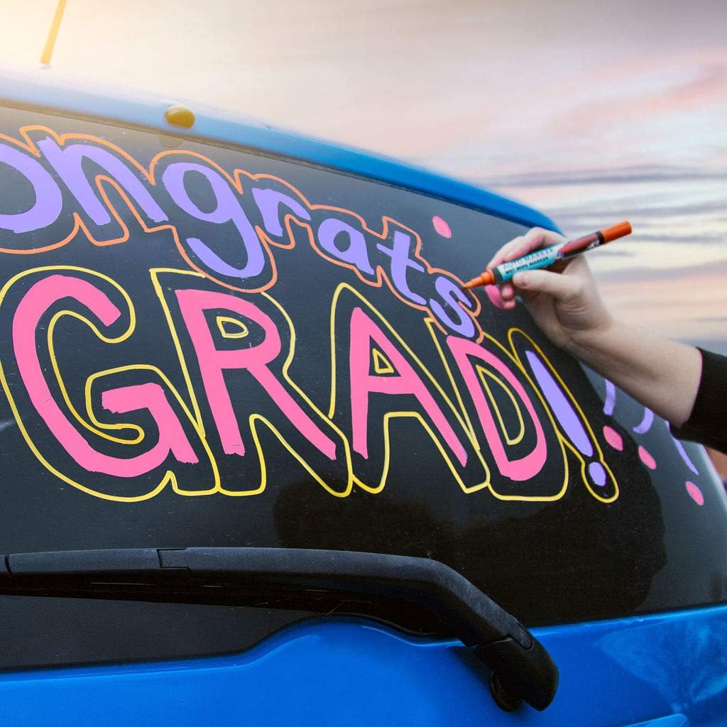 Window Markers for Glass Washable Car Window Paint Pen- Dry Erase Liquid Chalk Marker for Car Decorations on All Surfaces Tire, Windshield - Auto Marker, Autowriter, Rain Resistant (Red, Jumbo Tip)