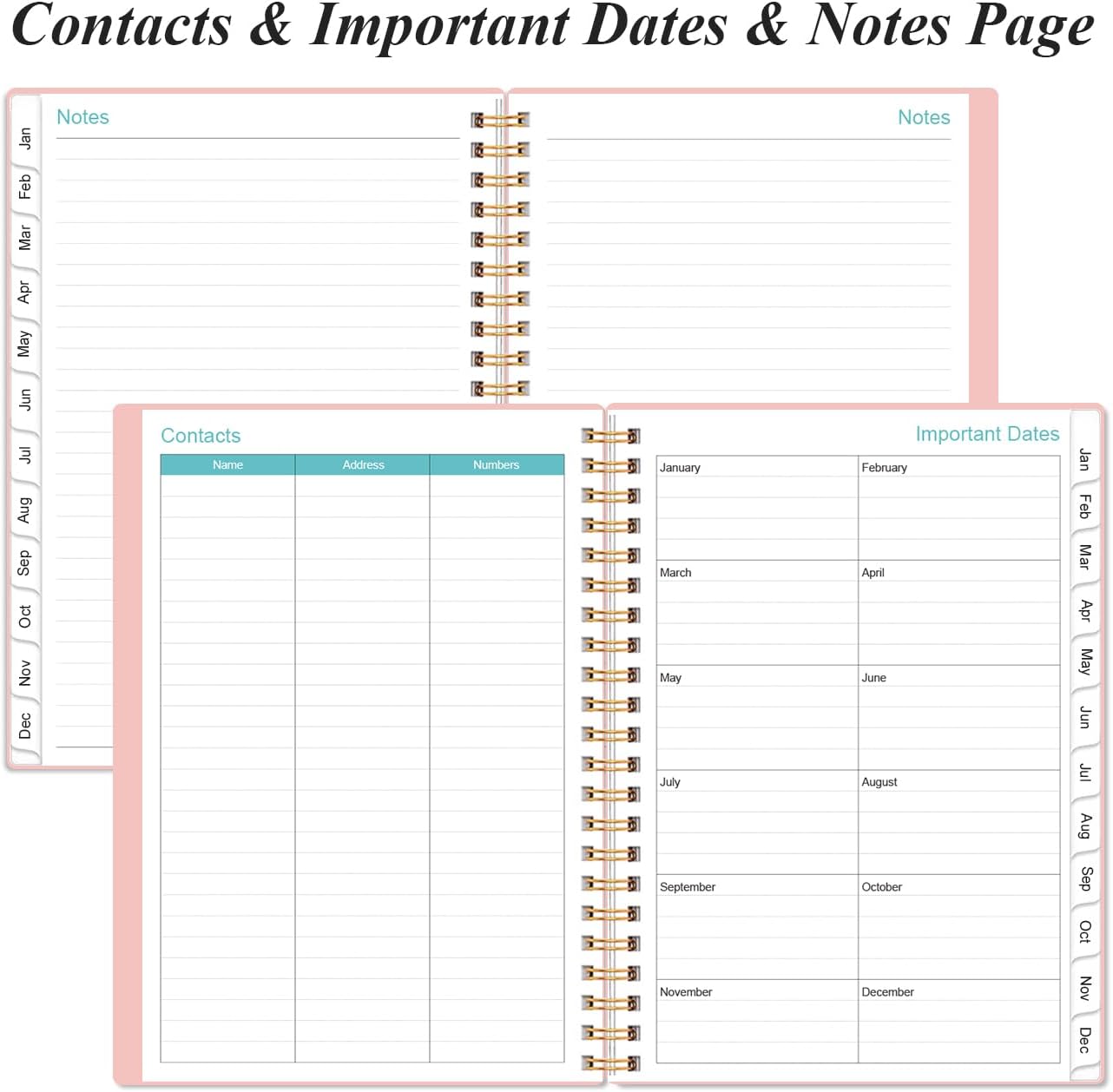2026 Planner - Planner 2026 from January 2026 - December 2026, Weekly & Monthly Planner Spiral Bound with 12 Monthly Tabs, Inner Pocket, 6.4" x 8.5", Pink-E