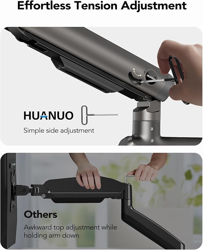 HUANUO Heavy Duty Monitor Arm for Ultrawide Screens up to 49", Holds 40 lbs, Aluminum Ultrawide Single Monitor Stand with 29.1" Max Height, Fully Adjustable Desk Mount, Max VESA 100x100mm