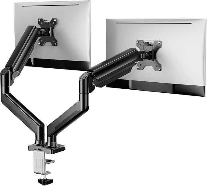 ErGear Dual Monitor Stand up to 33 inches Screen, Load-Bearing Max 22 lbs Each Arm, Adjustable Dual Monitor Mount, Sturdy Steel vesa Monitor Mount with Stable VESA 75x75 100x100mm