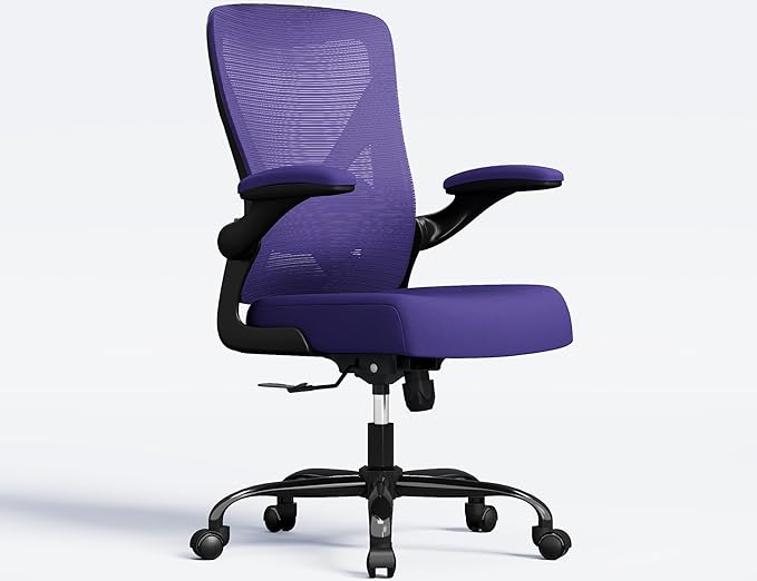 Ergonomic Office Chair - X-Shaped Computer Desk Chair Comfy, Gaming Chair, Office Chair with Lumbar Support, Mesh Office Chairs, Desk Chair for Long Hours(Black Purple)