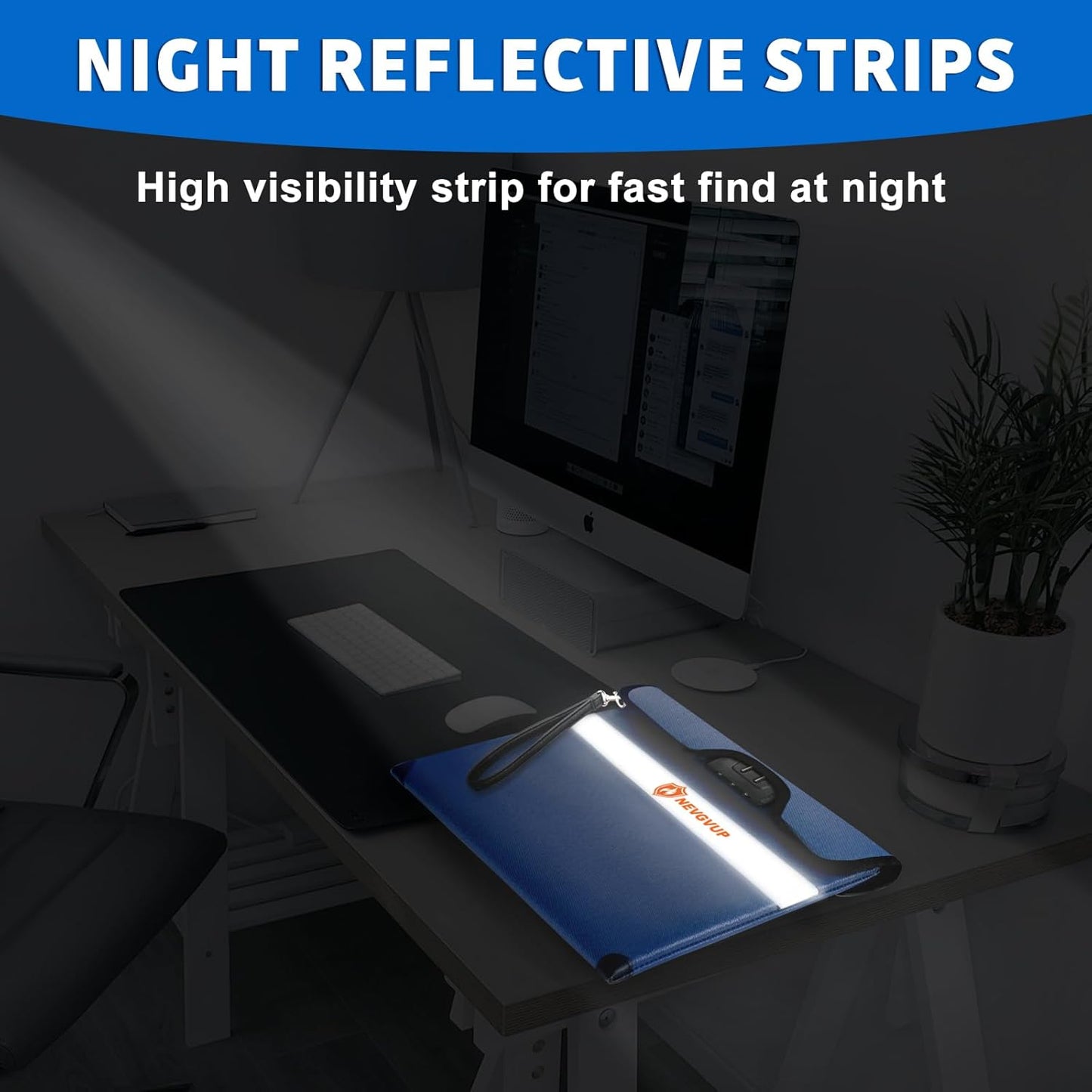 6200F Fireproof Money Bag with Lock, Upgraded A5 Document Bag w/ Zipper/Reflective Strip, 9 Layers Heat Insulated, Water Resistant