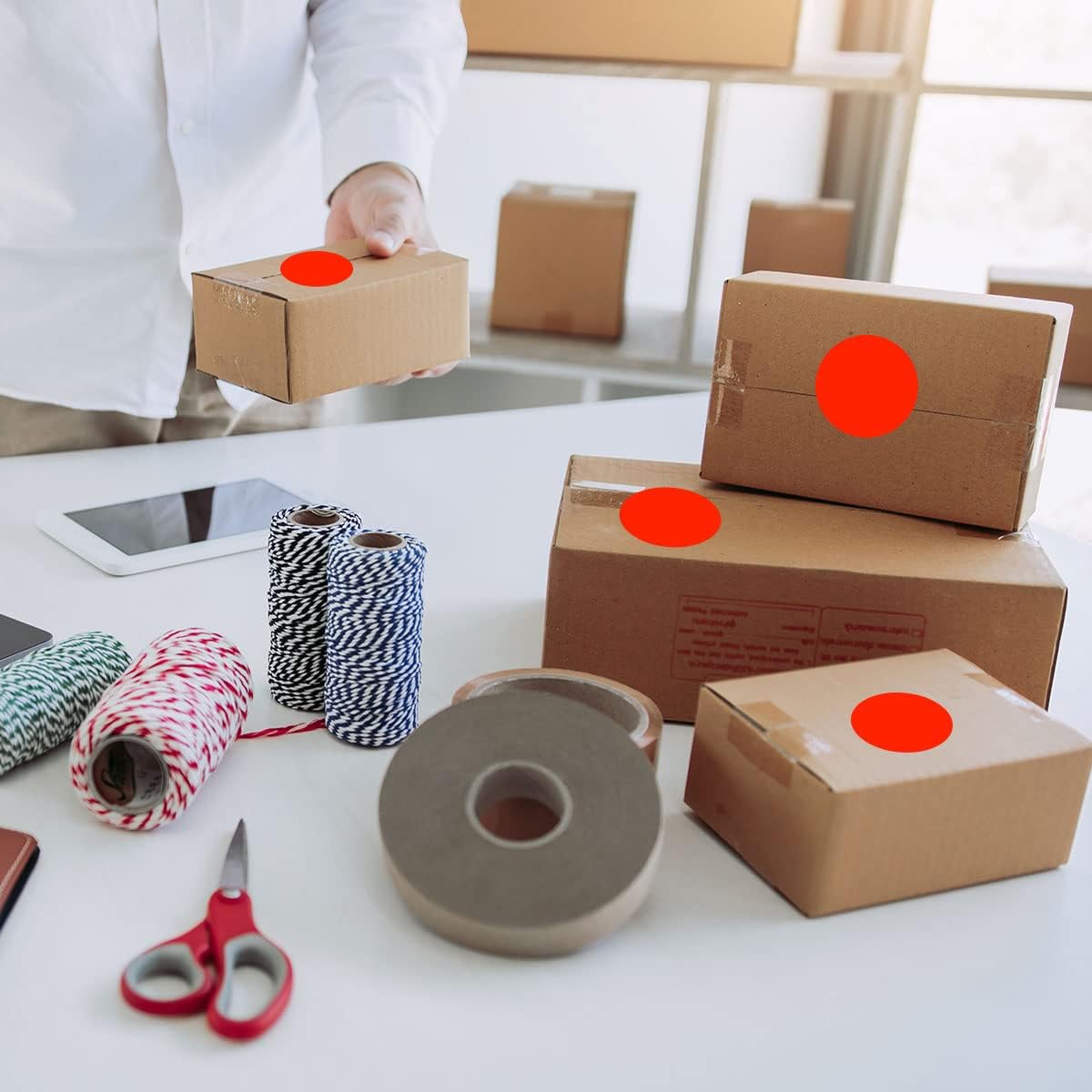 PARLAIM Fluorescent Red Color Coding Sticker 2 Inch, Round Circle Dot Labels 500pcs Inventory Moving Label