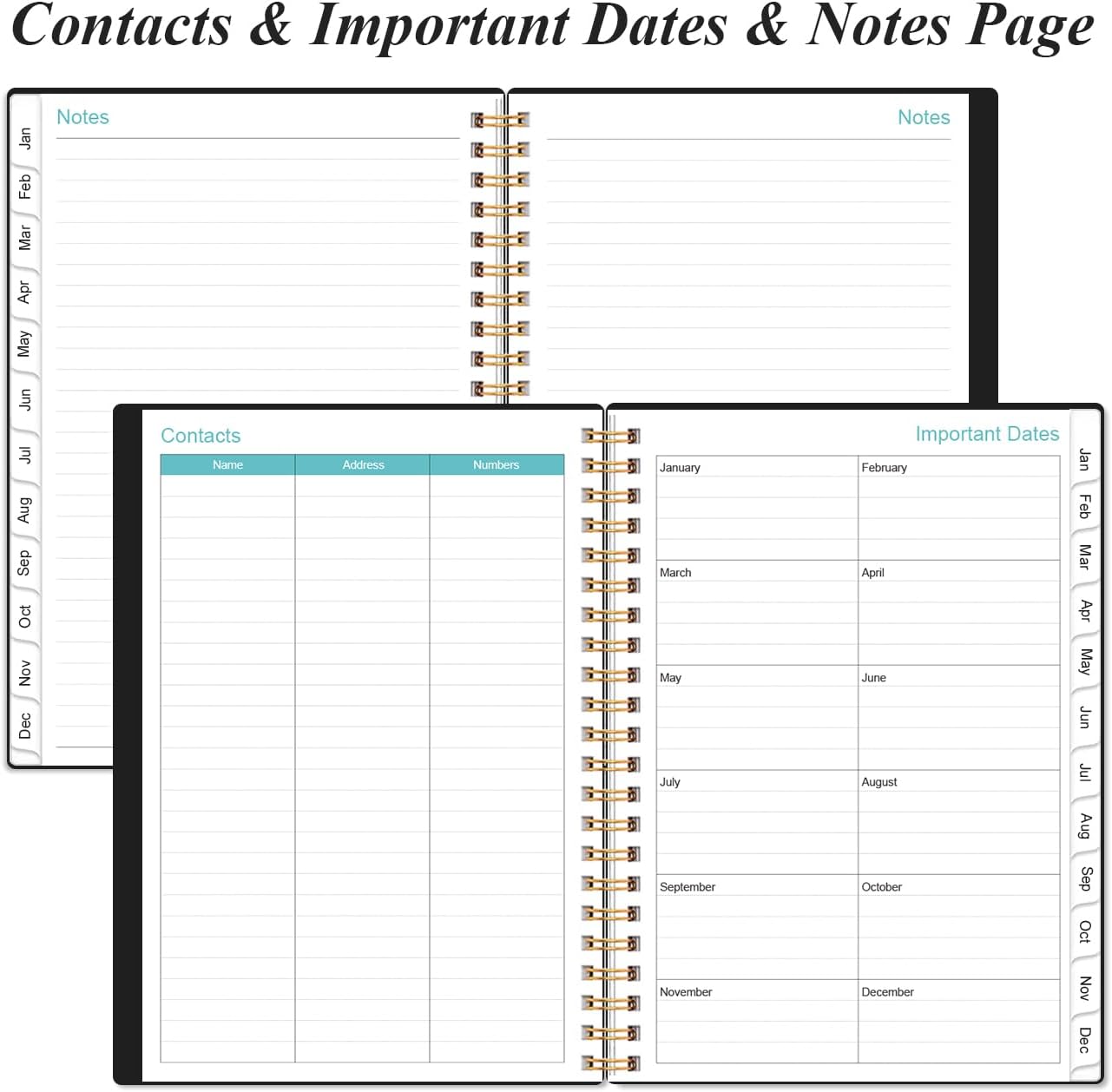 2026 Planner - Planner 2026 from January 2026 - December 2026, Weekly & Monthly Planner Spiral Bound with 12 Monthly Tabs, Inner Pocket, 6.4" x 8.5", Black-B