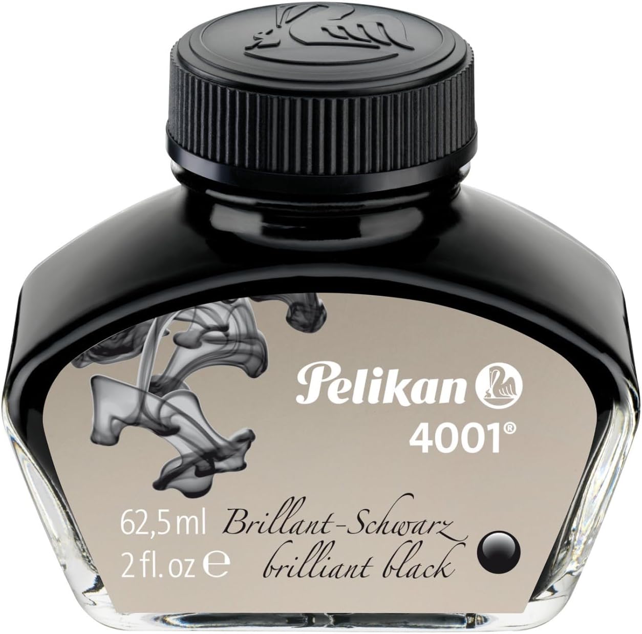 Pelikan 4001 Bottled Ink for Fountain Pens, Brilliant Black, 62.5ml, 1 Each (329144)