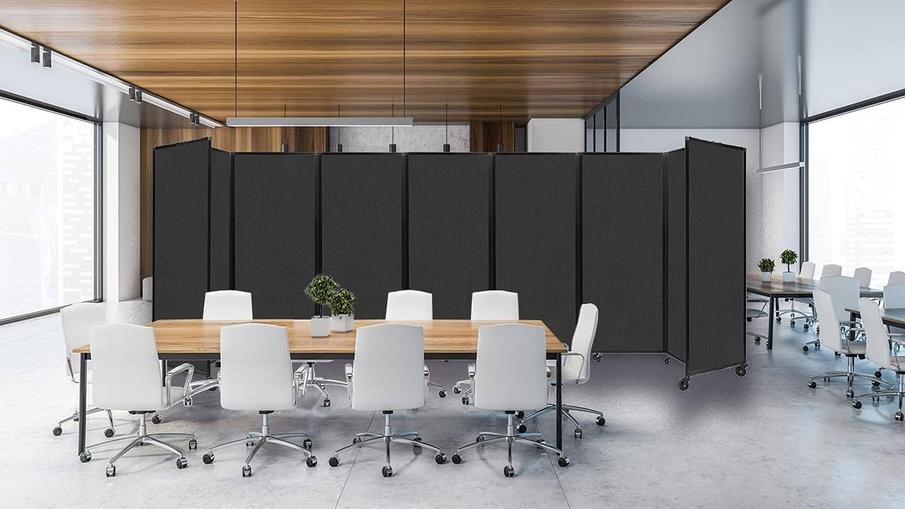 Versare Room Divider 360 Portable Wall Partition | Folding Panels | Large Freestanding Divider | Locking Wheels | Temporary Room Separator