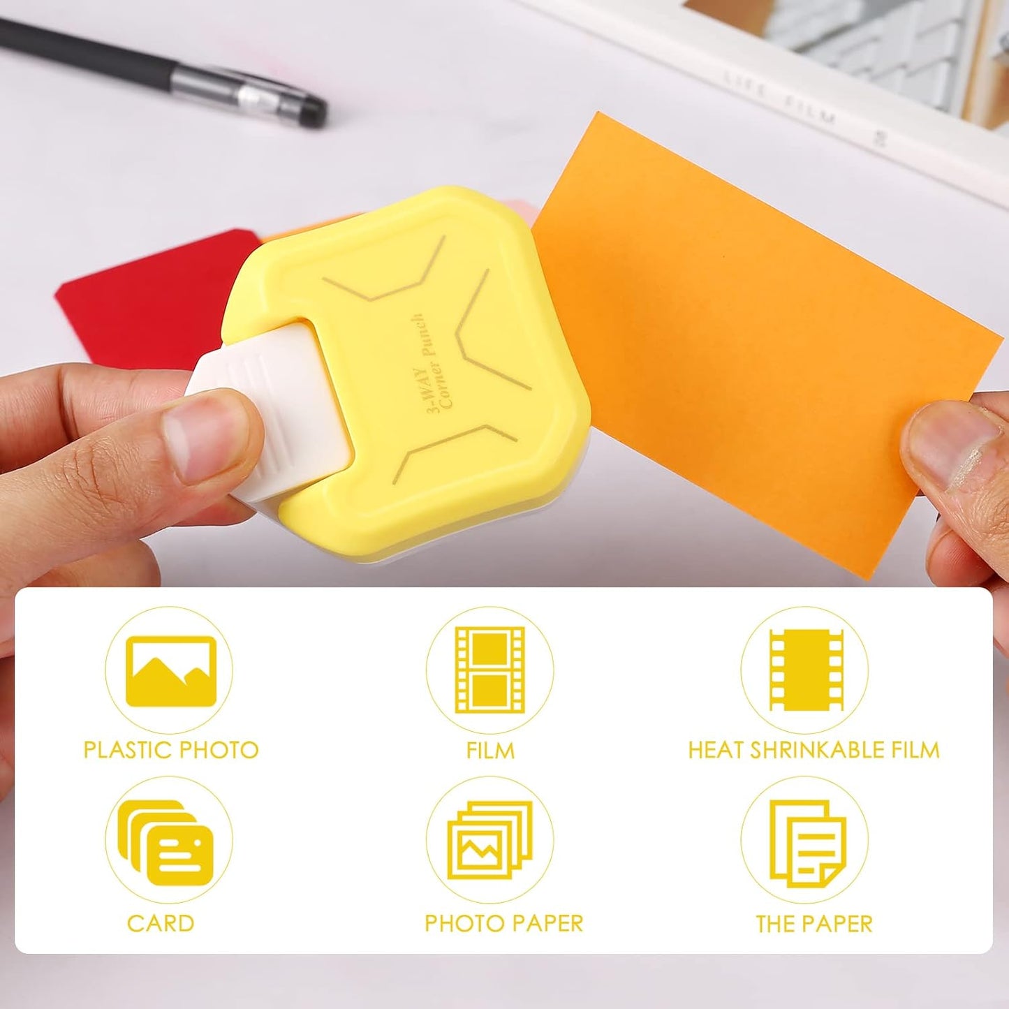 LOONENG 3 Way Chamfer Corner Punch, 3 in 1 Craft Paper Corner Cutter for Paper Crafts, Laminate, Cardstock, Business Card, DIY Projects, Photo, Card Making and Scrapbooking