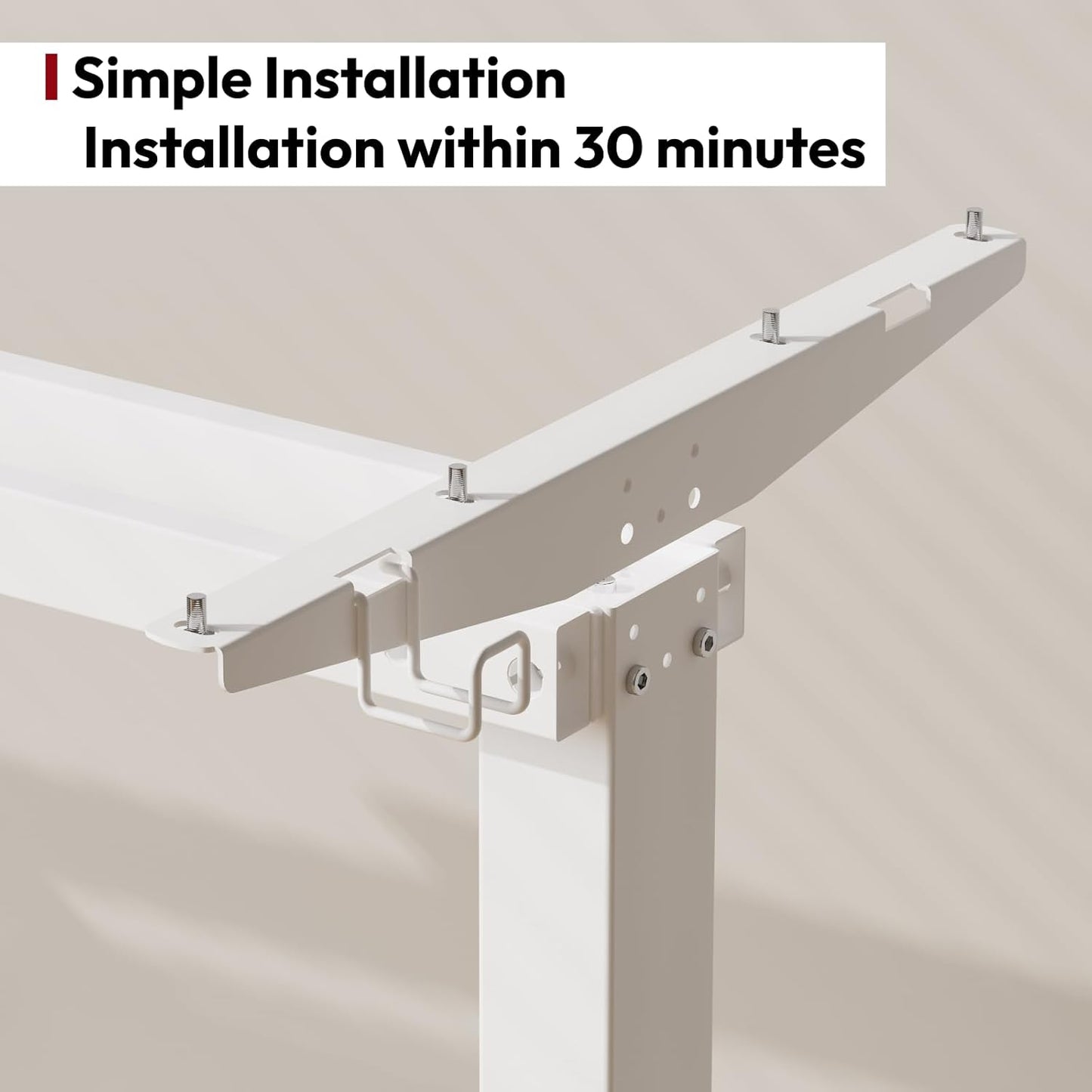 SANODESK Electric Standing Desk 48x24 Inch Height Adjustable Stand Up Desk Home Office Computer Workstation Sit Stand Home Office Desk with Splice Board (White Frame + White Top)