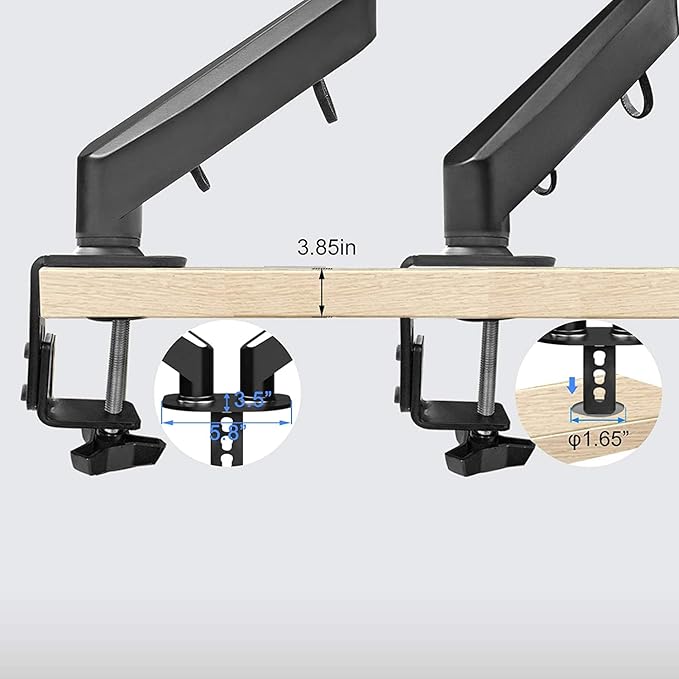 Dual Monitor Arm 32inch, Dual Monitor Mount, Monitor Desk Mount, Dual Monitor Stand Vesa Bracket, Monitor Stands for 17-32inch & 22lbs Monitors VESA Mount Computer Monitor Arm, Double Gas Spring Arm