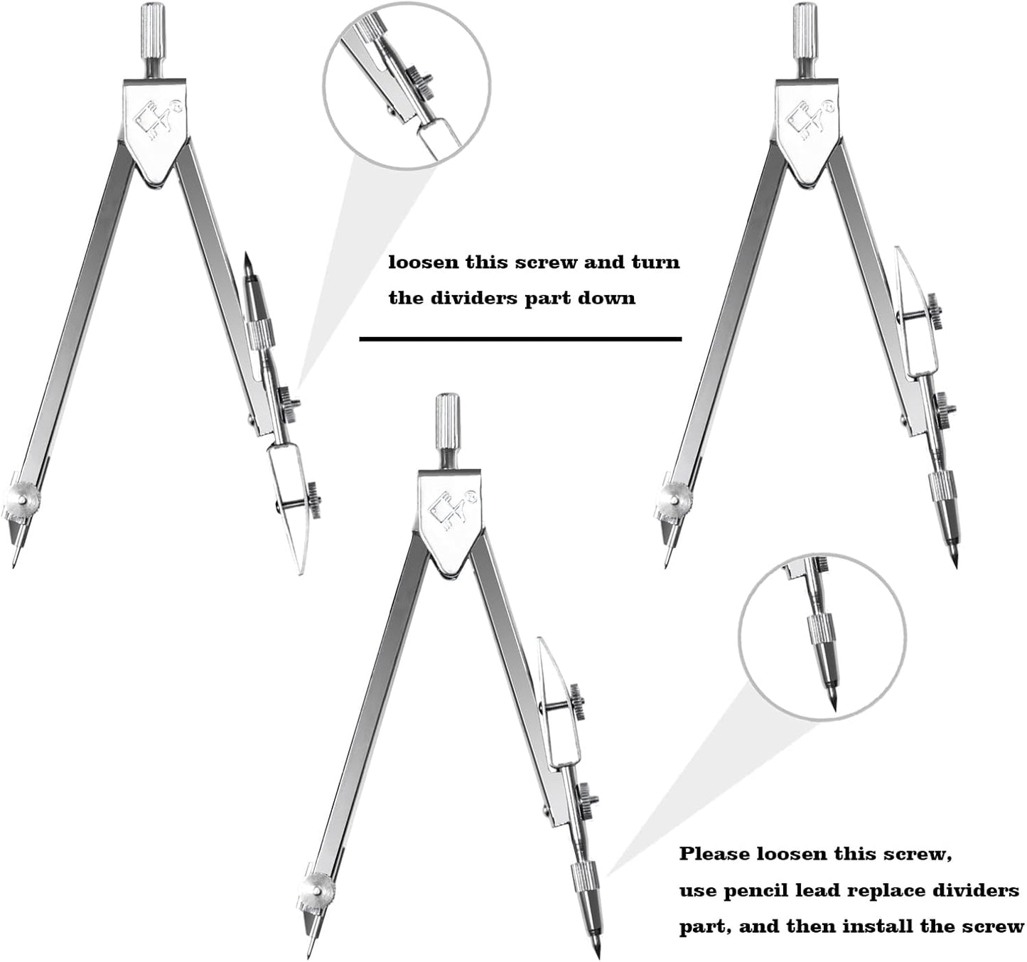 Students Geometry Math Set, Drawing Compass and 6 Inch Transparent Swing arm Protractor 180 Degree Math Protractor (Transparent)