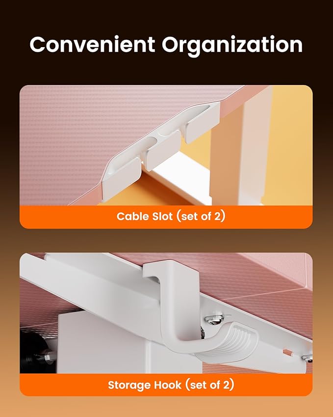 ErGear Height Adjustable Electric Standing Desk, 48 x 24 Inches Sit Stand up Desk, Memory Computer Home Office Desk with Pink Carbon Fiber Color Table Top Splice Board (Pink)