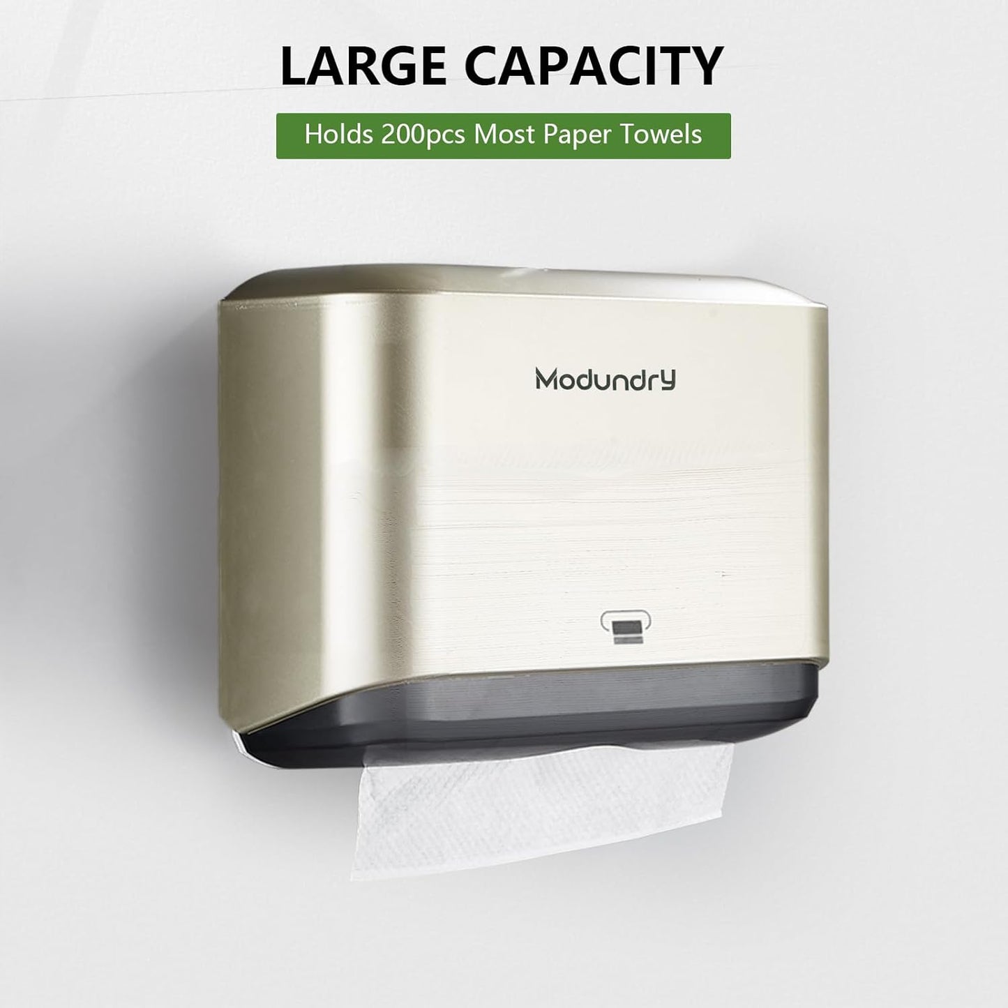 Wall Mount Paper Towel Dispensers - Multifold Tissue Dispenser with Smart Lock, Adhesive No Drilling/Screws Install, Hand Towel Holder for Home Bathroom, Restroom, Office (Gold)