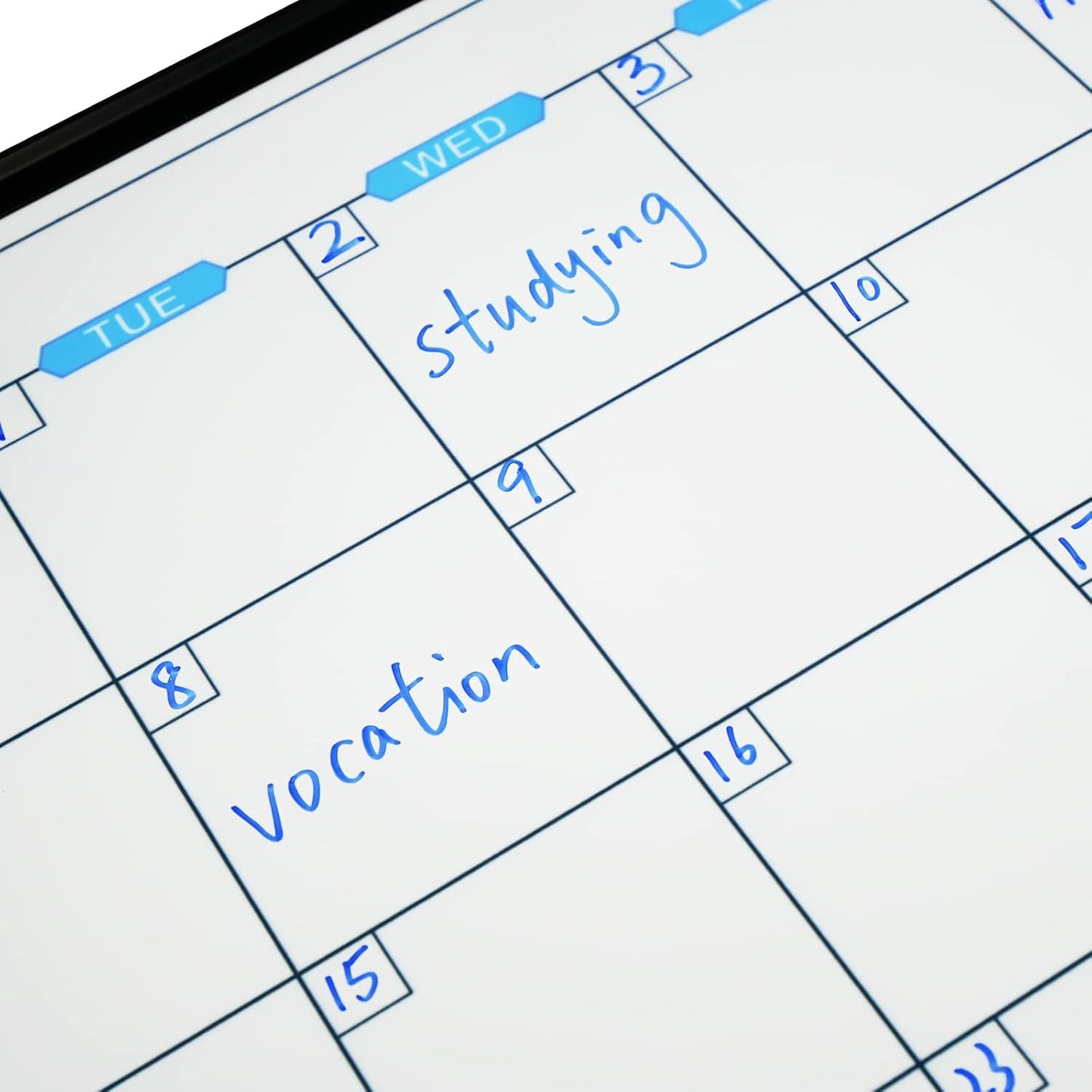 JILoffice Magnetic Calendar Whiteboard & Bulletin Corkboard Combination, Combo Board 48 x 36 Inch, Black Aluminum Frame Wall Mounted Board for Office Home and School with 10 Push Pins