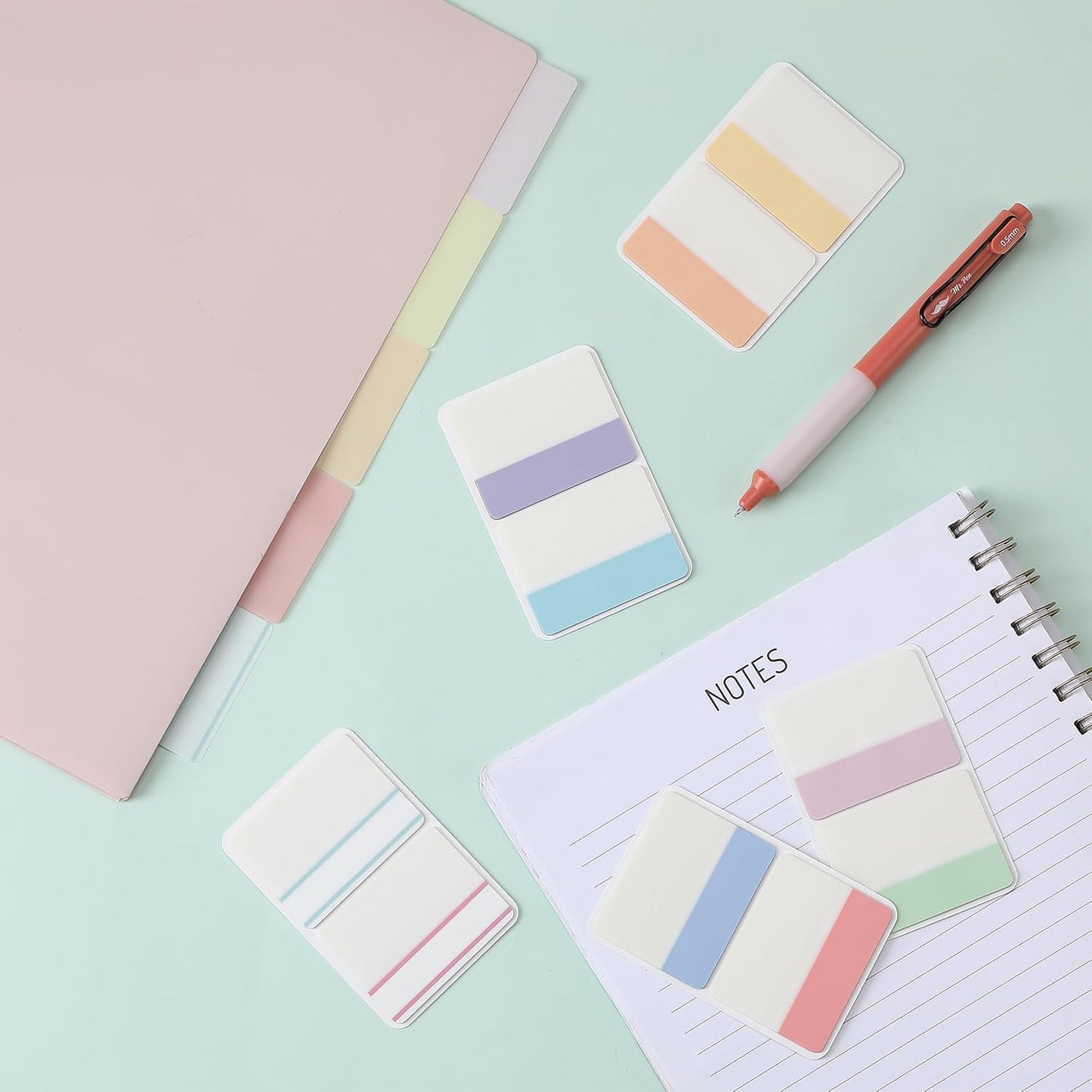 Sticky Index Tabs Book Page - 500Pcs 2 Inch Writable Colored Pages Markers, Repositionable File Tab Flags Labels Self Adhesive Reading Divider Sticker for Books, Binders, Notebook Files Folders,Pastel