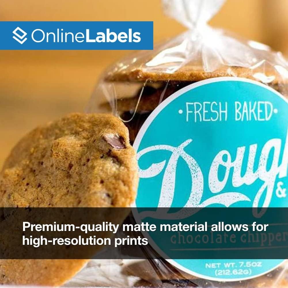 2.5" Round Labels - Permanent Adhesive, White Matte - Great for Candle and Jar Lids, Products, Favor Labels - Pack of 6,000 Circle Stickers, 500 Sheets - Inkjet/Laser Printers, OL350WX, OnlineLabels