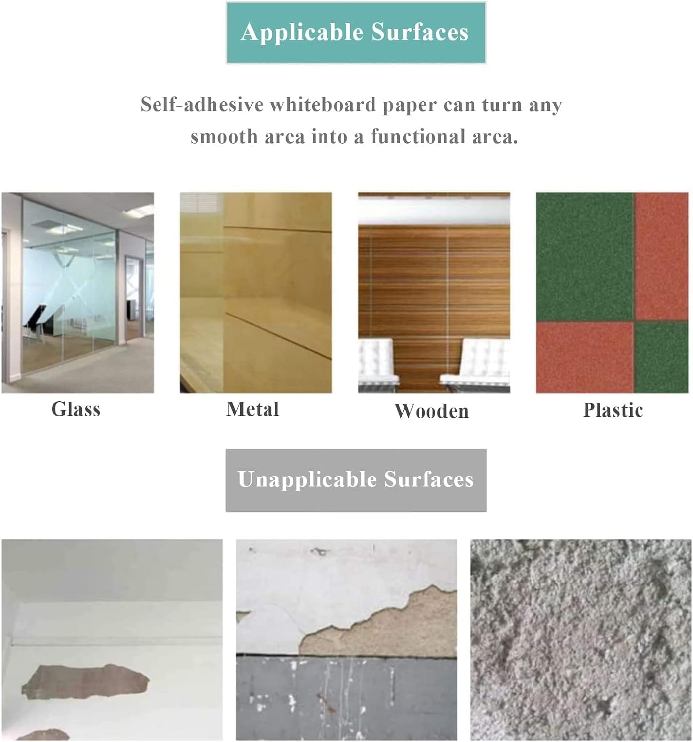 White Board Adhesive Contact Paper, 36"W x 48"H Stick on Magnetic Whiteboard Roll, Dry Erase Board for Wall, Easy to Write and Clean Magnetic Board for Kids, Office, Home, with Marker, Eraser