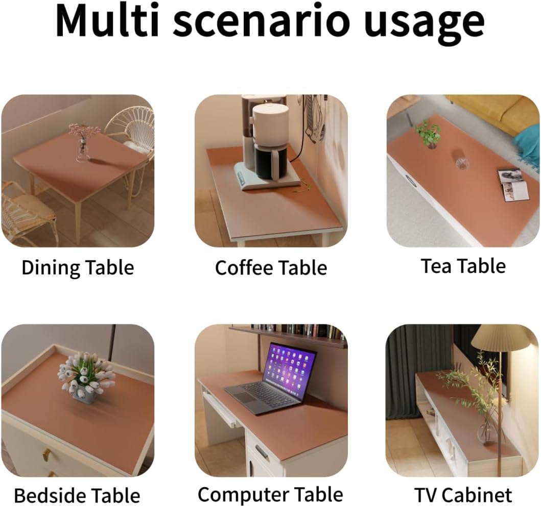 Leather Table Cover,1.8mm Thick,12x96 Inch Table Protector,Glass Table Protector,Table Sticker Cover,Desk Covers On Top of Desks.(Brown+Gray,12x96)