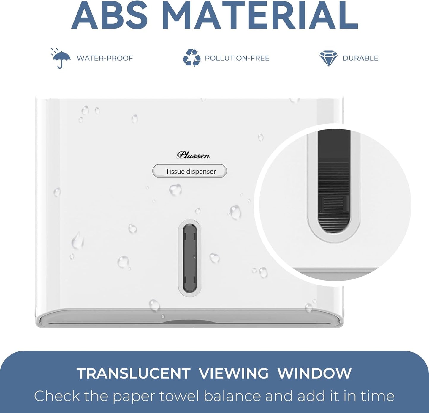 Paper Towel Dispenser Wall Mount, Adhesive No Drilling Multifold Trifold C Fold Commercial Hand Towel Dispenser,White