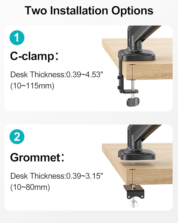 MOUNT PRO Dual Monitor Mount Fits 13 to 32 Inch Screen, Height Adjustable Monitor Stand for 2 Monitors, Gas Spring Display Arm Holds up to 17. 6lbs Each, Computer Desk VESA Mount, Black