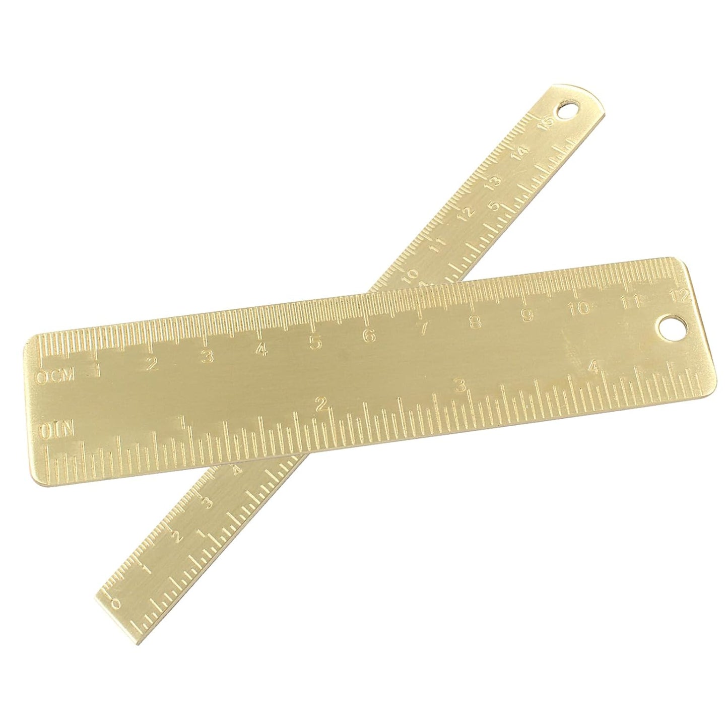 Straight Brass Ruler Set Vintage Metal Double-Sided Scale Ruler 4 Inch & 6 Inch, Metric Measurement Tool Drawing Measuring Tool (2 Pack)