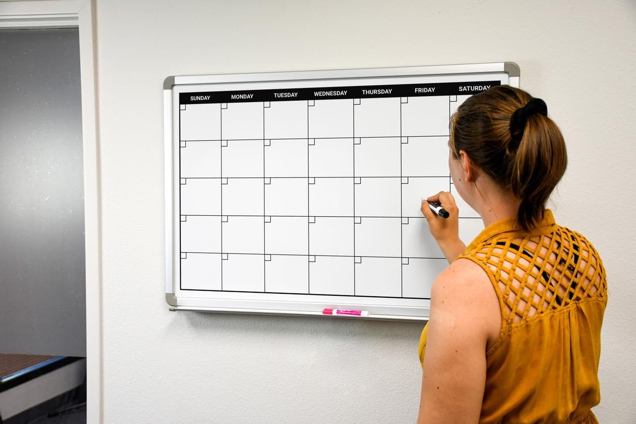 Month Calendar Dry-Erase Scheduling Whiteboard 60" x 40"