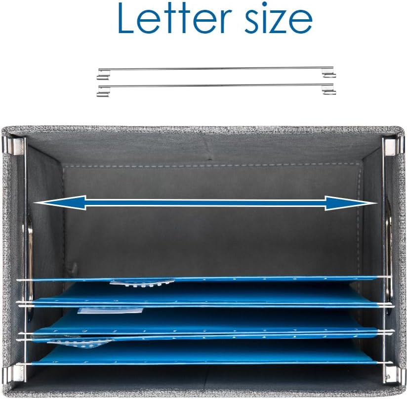 PRANDOM File Organizer Box - Set of 4 Collapsible Decorative Linen Filing Storage Hanging File Folders with Lids Office Cabinet Letter Size Purple (14x9.3x10.8 inch)