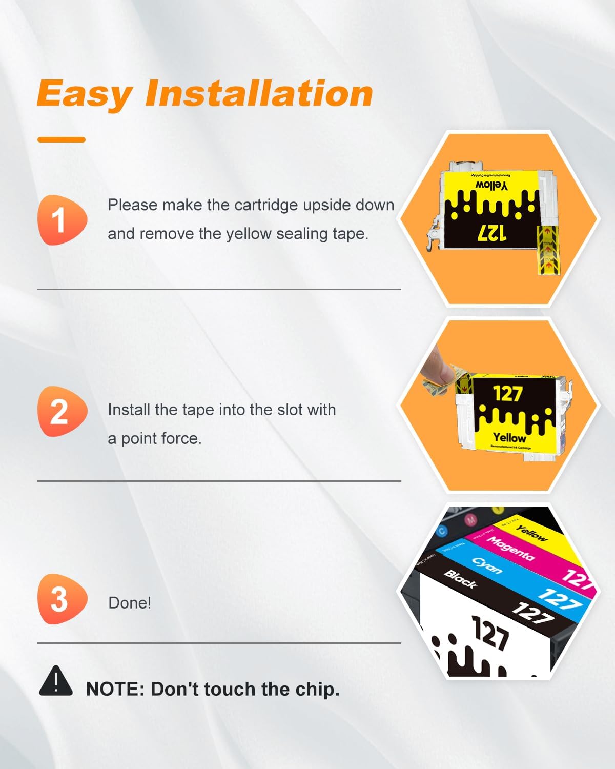 MILEKO 127XL Ink Cartridge Remanufactured Replacement for Epson 127 XL Ink Cartridges T127 Ink for Workforce 60 545 845 645WF-3540 WF-3530 WF-3520 WF-7010 WF-7510 Stylus NX530 NX625 Printer (5 Pack)