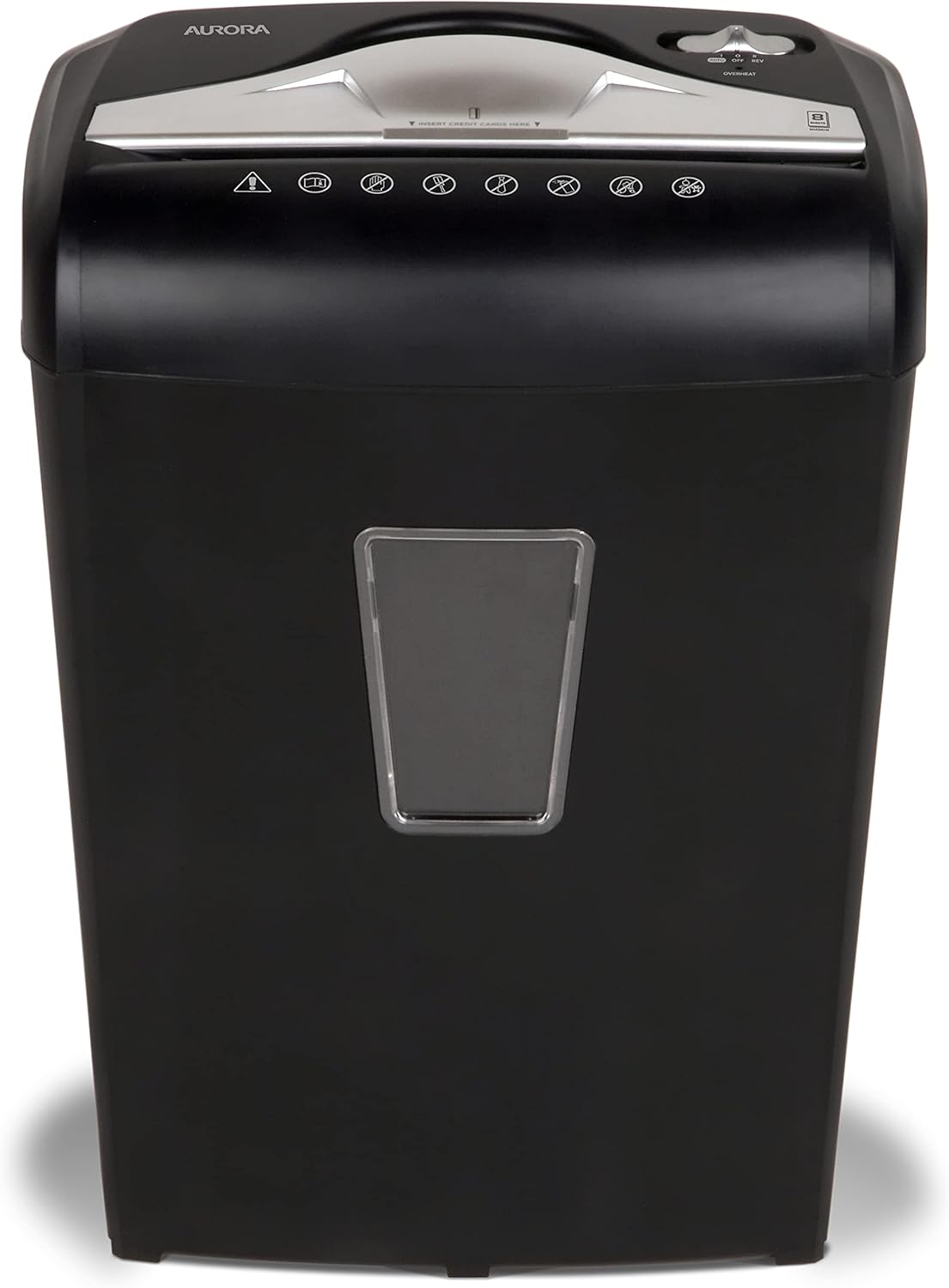 Aurora High-Security 8-Sheet Micro-Cut Paper Credit Card Shredder Black