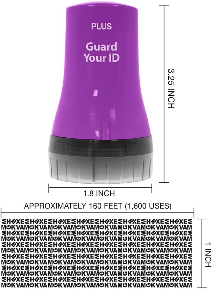 Wide Advanced Privacy Protection Roller by Guard Your ID for Bills, Mail, Address Labels (3-Pack, Purple)
