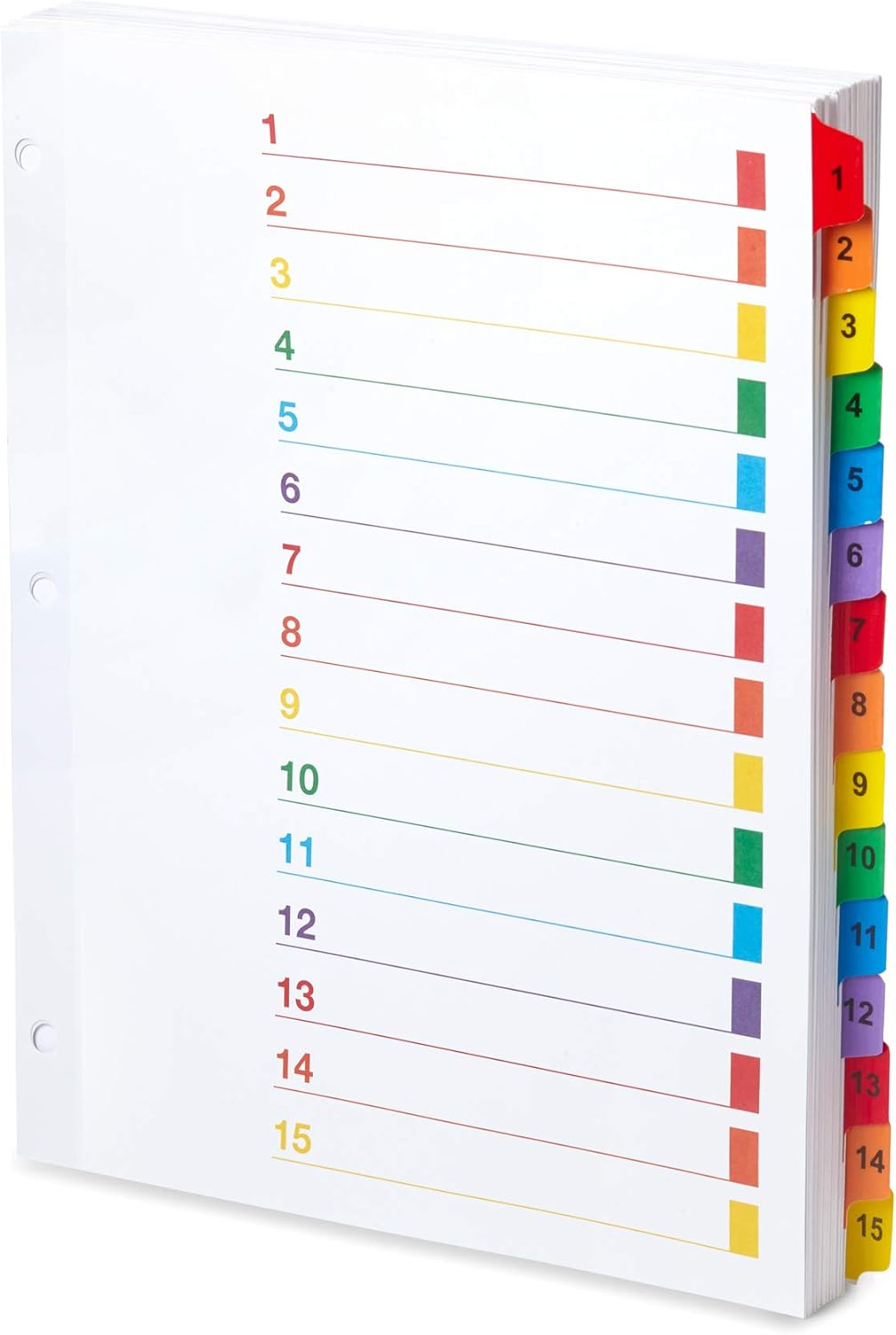 Blue Summit Supplies 15 Tab Binder Dividers for 3 Ring Binder or Notebook, Subject Dividers with Multicolor Numbered Tabs, Includes Customizable Table of Contents Index, 3 Sets