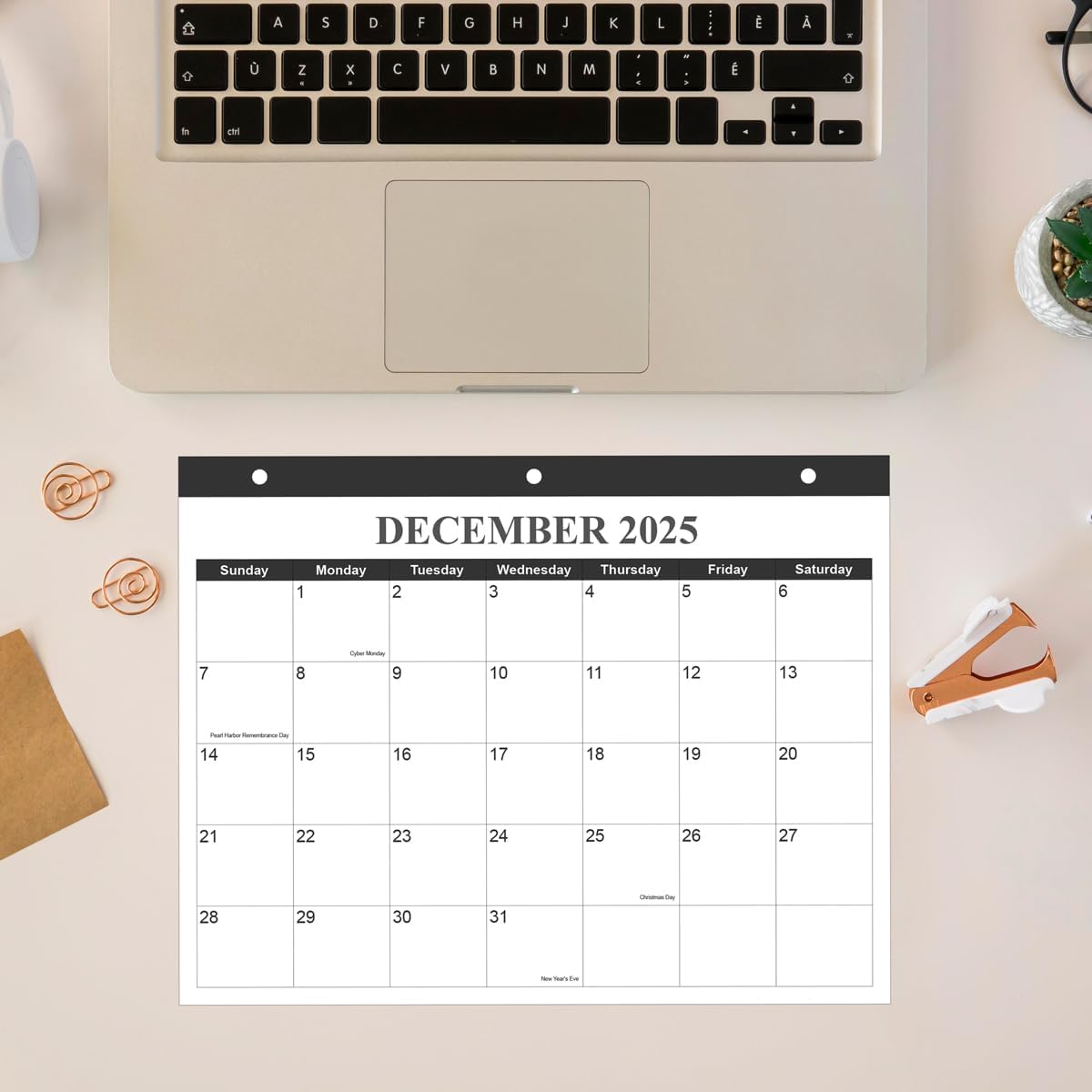 Calendar 2025-2026 for 3 Ring Binder - Wall Calendar from July 2025 - December 2026, 18 Months Calendar with Premium Paper, 3-Hole Calendar/Planner 2025-2026, 8.5" x 11", Black