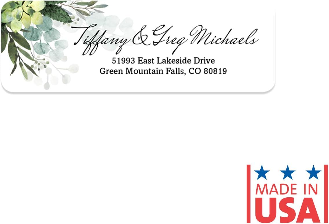 Floral Greenery Rolled Address Labels/Roll of 500 Personalized Address Labels/Designer Return Address Stickers in Elegant Plastic Dispenser