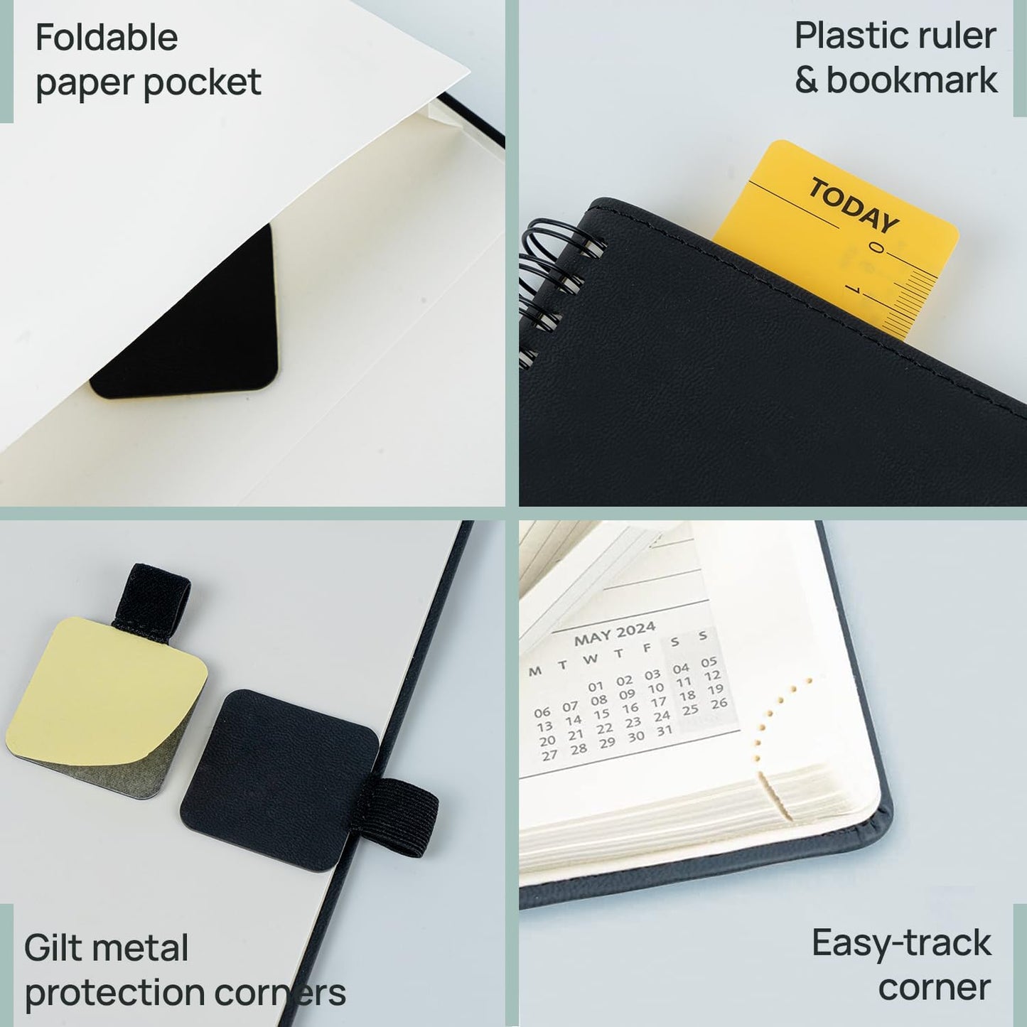 POPRUN Planner 2025-2026 (Medium - 6.5'' x 8.5'') Academic Weekly Calendar (July 2025 - June 2026) with Hourly Time Slots, Monthly Tabs, 100GSM Thick Papers, Spiral Leather Cover - Pink