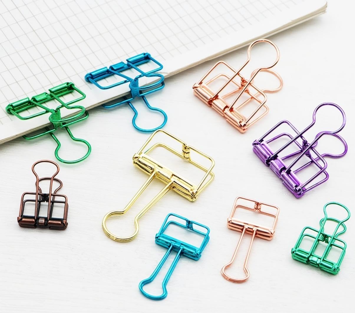 Gold Binder Clips Set, 2 Inch Wire Clips for Paper and Office Organization, Large Binder Clips,6 Pack