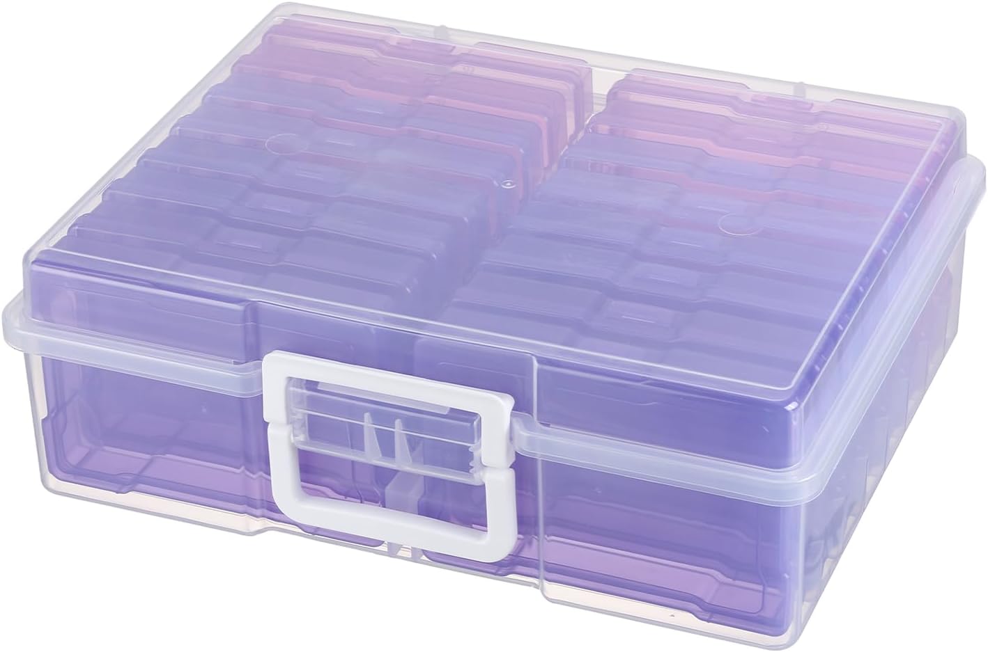 novelinks Photos Organizer - 4" x 6" Photo Storage Box with Handle - 16 Inner Cases - Purple Gradient