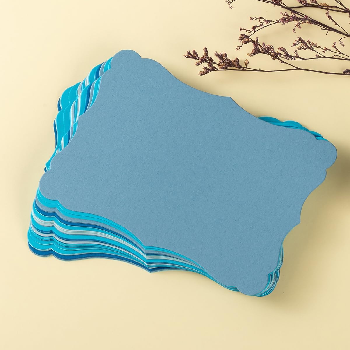 50 Pack Blank Kraft Cards Cardstock Thick Paper Brown Greeting Cards for DIY Gift Card Menus, Baby Shower and Wedding Invitations (Blue, 5 Colors, 5x7IN)