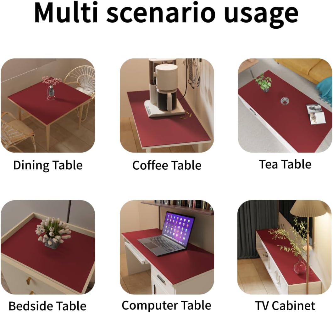 Vanity Protector Mat - Can Be Used On Both Sides Waterproof and Easy to Clean Good Flatness Used for Dresser Table(Black+Wine Red 10x48)