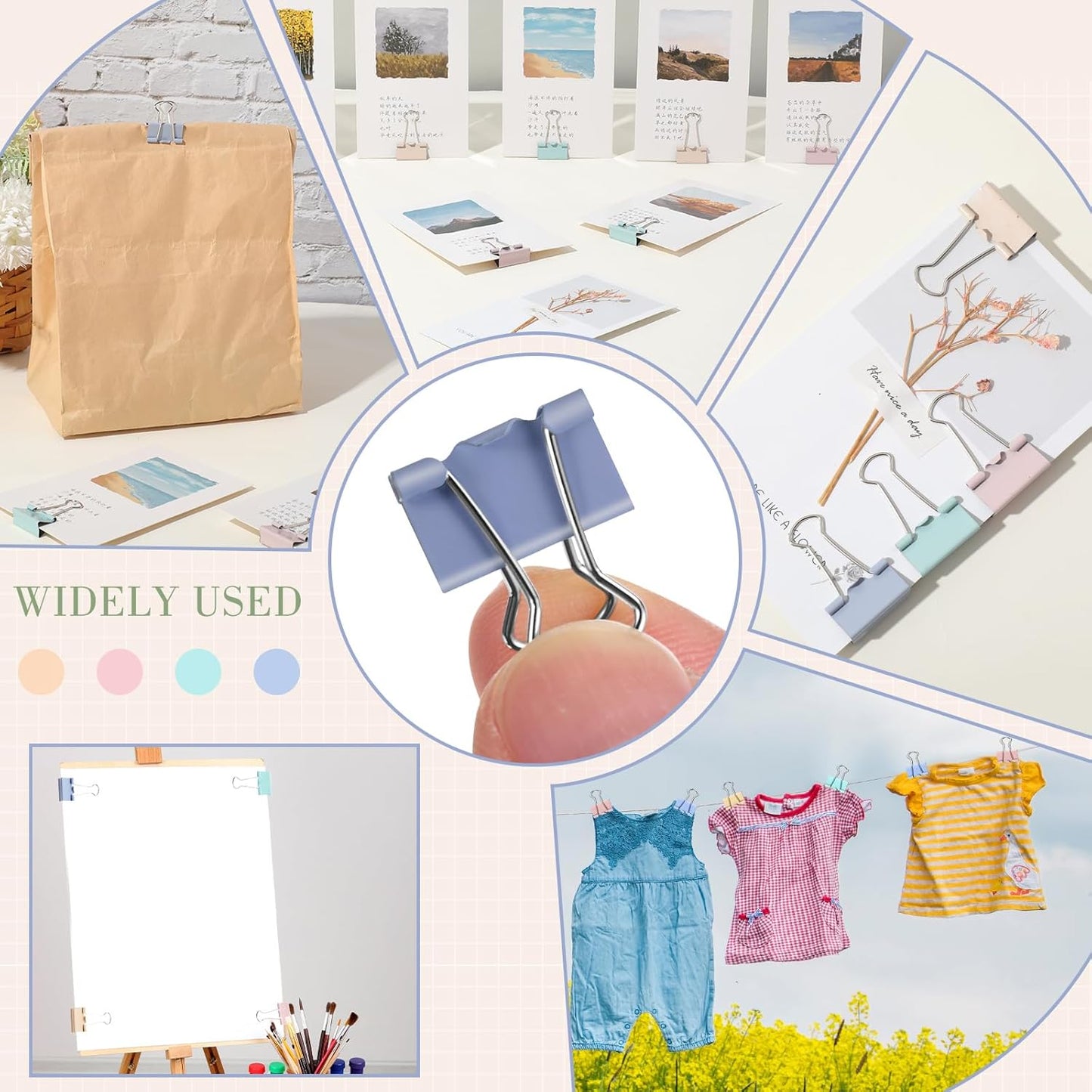 Jetec 500 Pieces 1 Inch Colorful Binder Clips Medium Paper Clamps Metal Paper Clips for Teachers Students Classroom Business Office and School Office Supplies